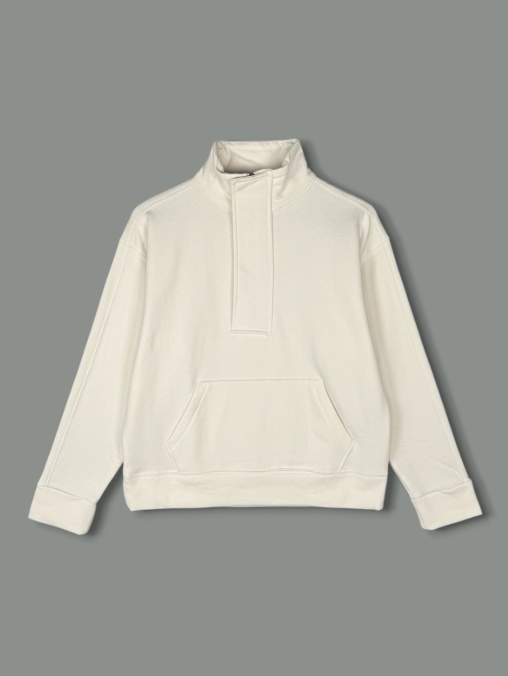 A NEW DAY Quarter Zip Sweatshirt XS Cream Stand Collar‎ Gold Zip Cozy Fleece